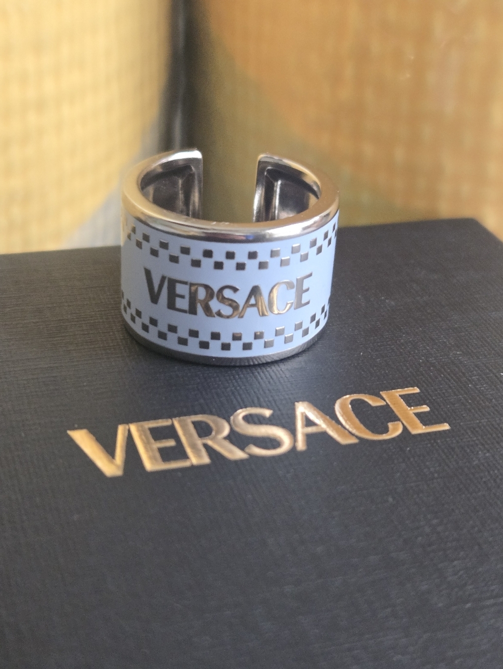 EUC Versace 90's Logo Ring Unisex Size 23 IT 10 US